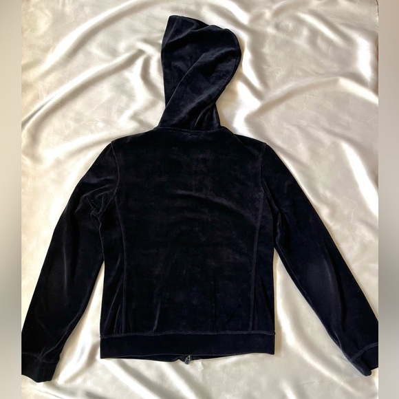 Express Black Velour Hoodie Size M - Picture 2 of 5